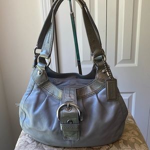 Coach Soho Lynn Gray/Silver Leather Shoulder Handbag
